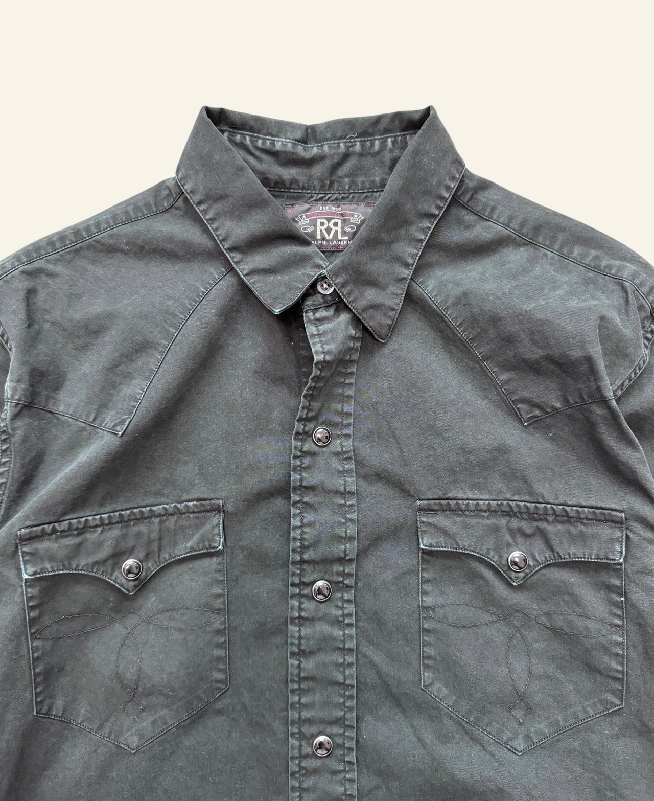 RRL Black Button Up