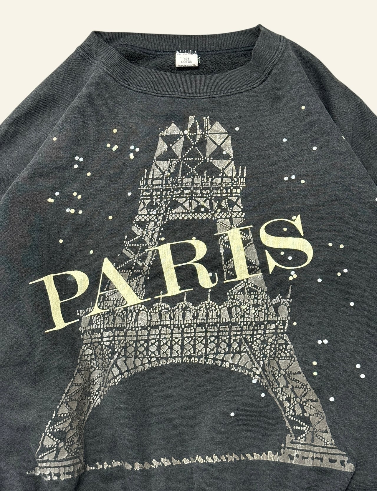 90s Paris Big Print Crewneck